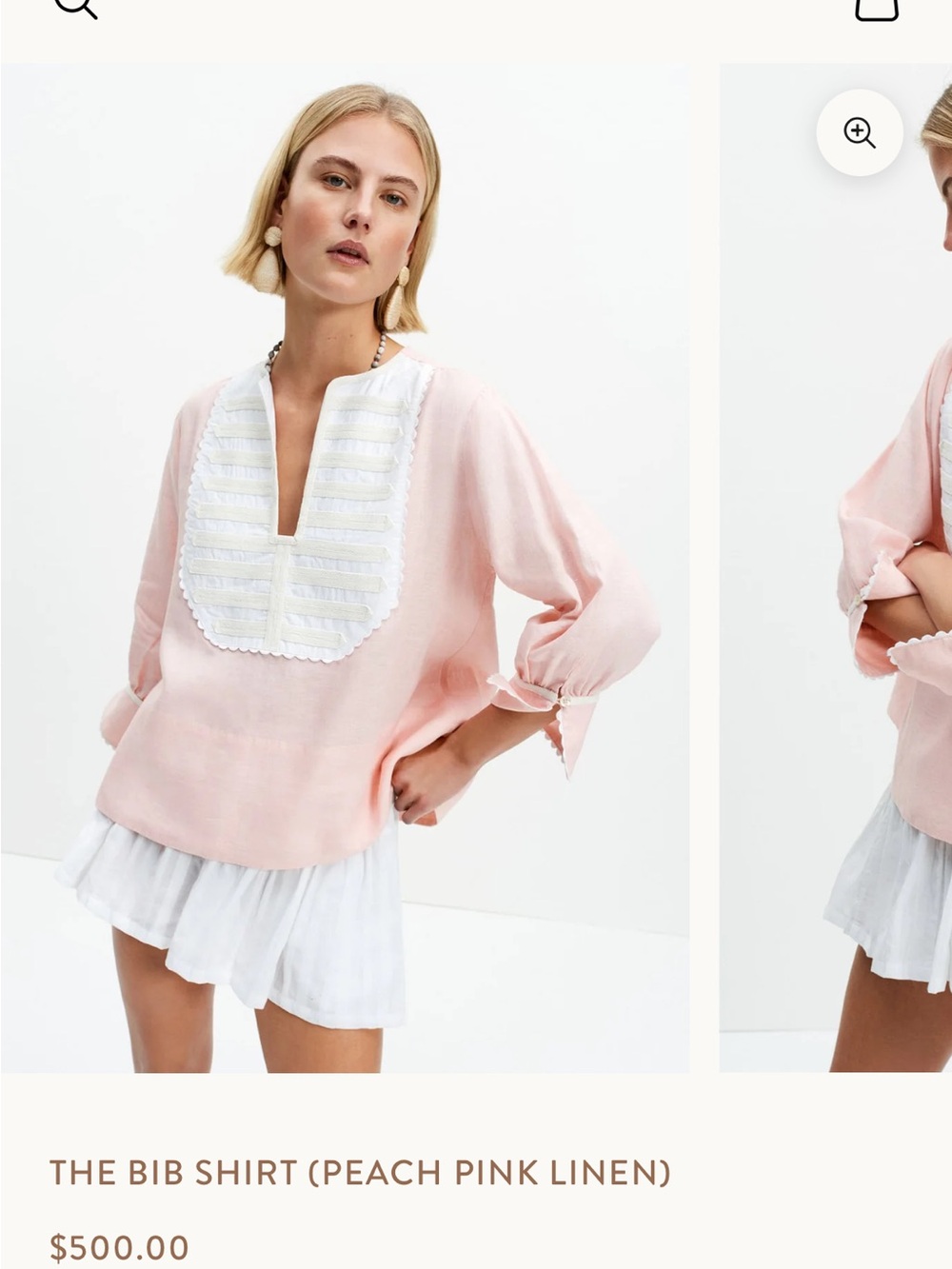 Wiggy Kit Pink & White Bib Linen Striped Tunic Top - Picture 7 of 8